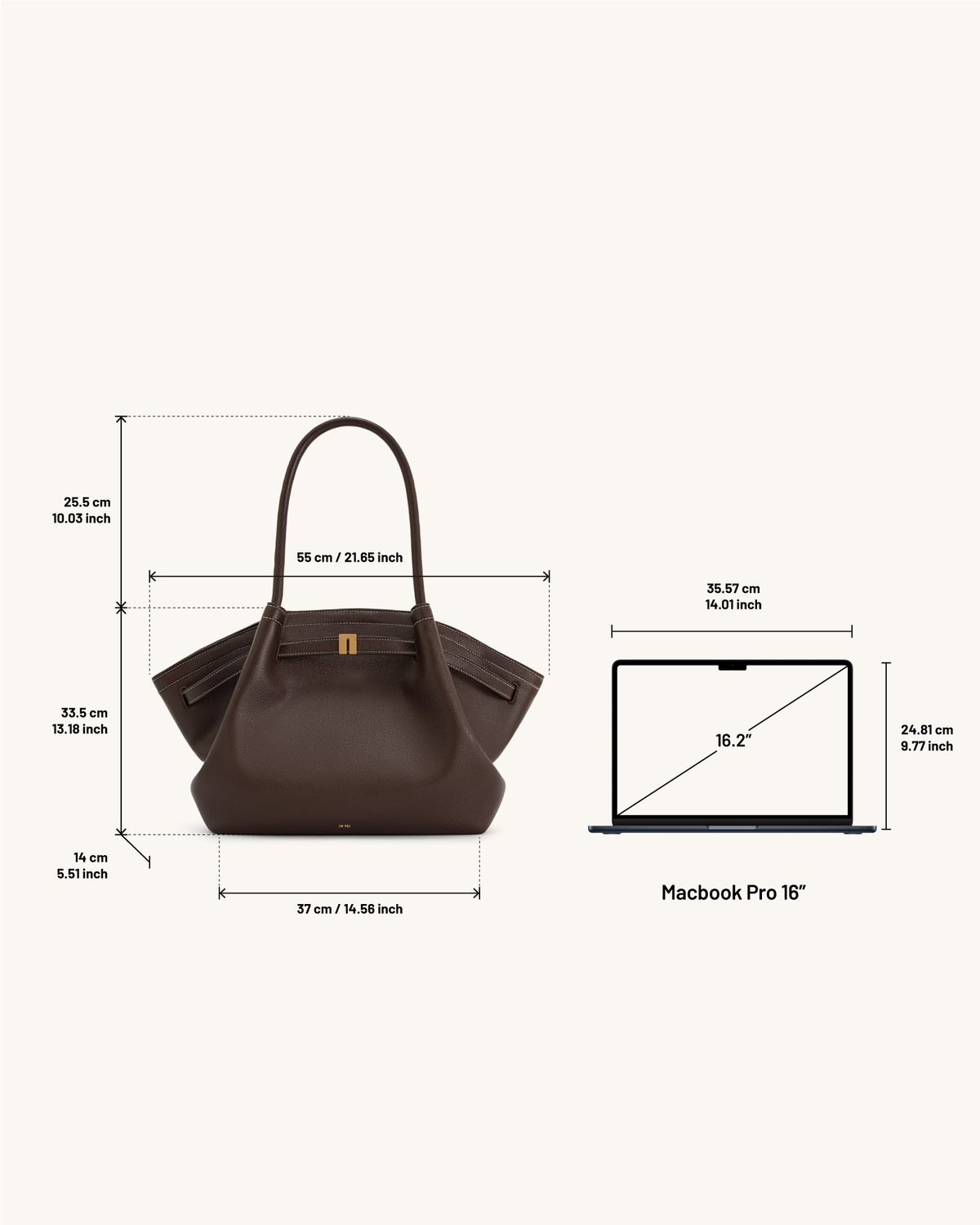 Bolso tote grande Hana – Marrón oscuro