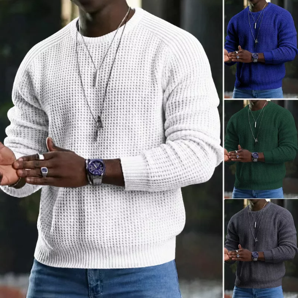Suéter clásico de cuello redondo para hombre JMIERR: jersey informal suave de manga larga con ribetes acanalados, colección 2026, 50 % de descuento y envío gratis