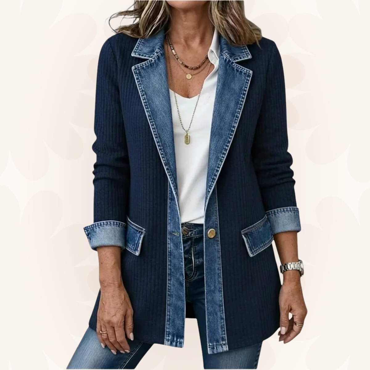 Teagan | Chaqueta elegante de materiales combinados