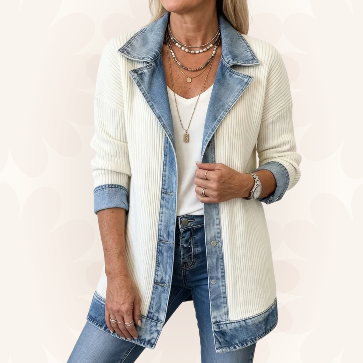 Teagan | Chaqueta elegante de materiales combinados