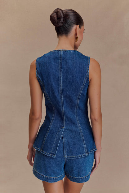 Camisa Abel de mezclilla azul oscuro con botones
