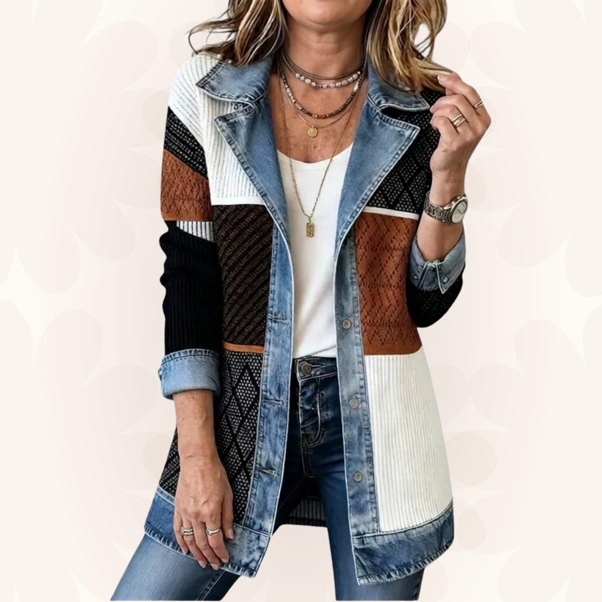 Teagan | Chaqueta elegante de materiales combinados