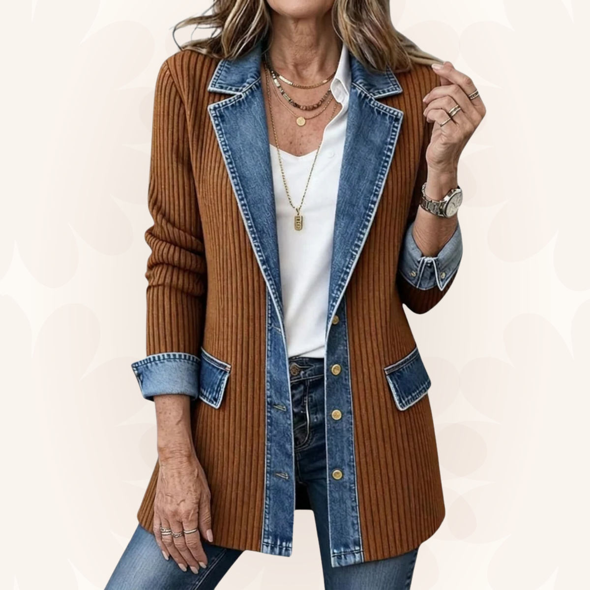 Teagan | Chaqueta elegante de materiales combinados