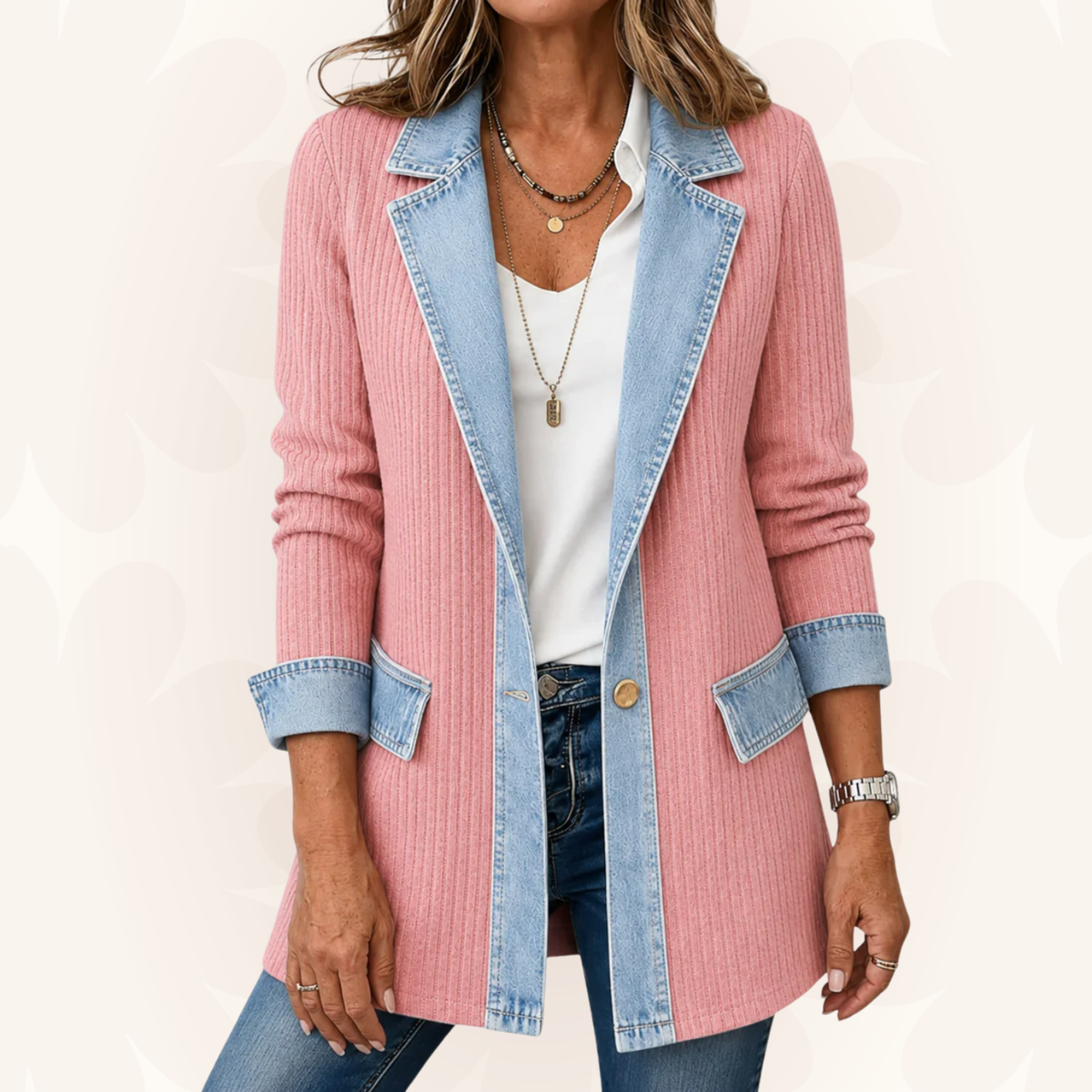 Teagan | Chaqueta elegante de materiales combinados