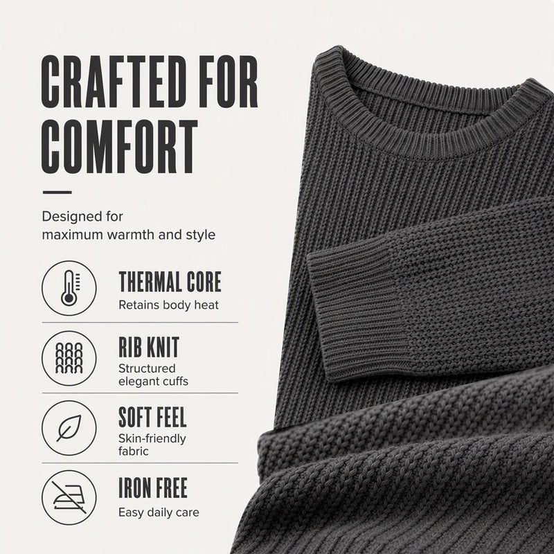 Suéter clásico de cuello redondo para hombre JMIERR: jersey informal suave de manga larga con ribetes acanalados, colección 2026, 50 % de descuento y envío gratis