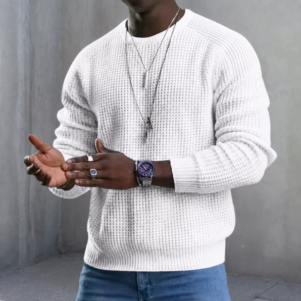 Suéter clásico de cuello redondo para hombre JMIERR: jersey informal suave de manga larga con ribetes acanalados, colección 2026, 50 % de descuento y envío gratis