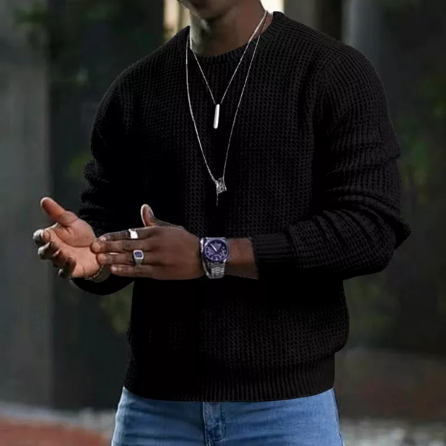 Suéter clásico de cuello redondo para hombre JMIERR: jersey informal suave de manga larga con ribetes acanalados, colección 2026, 50 % de descuento y envío gratis