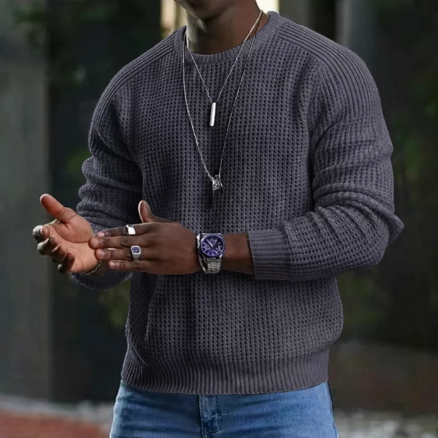 Suéter clásico de cuello redondo para hombre JMIERR: jersey informal suave de manga larga con ribetes acanalados, colección 2026, 50 % de descuento y envío gratis