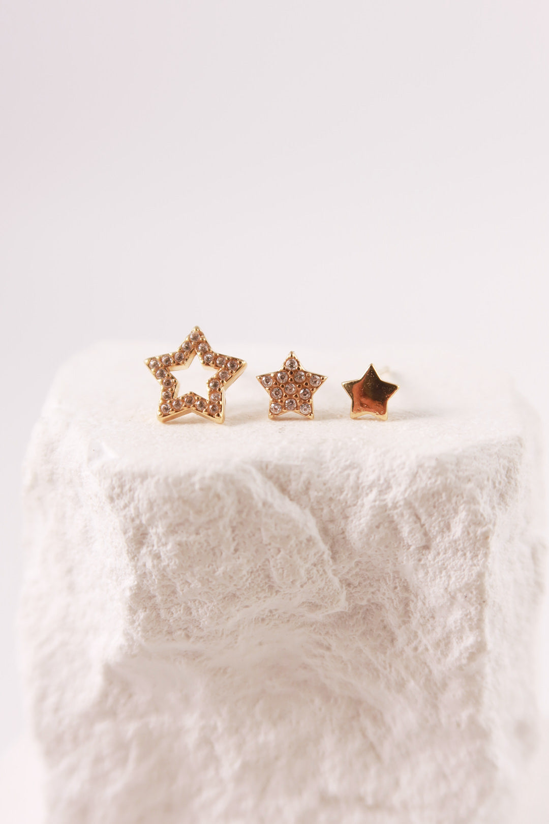 Set de 3 pendientes de estrella elegantes