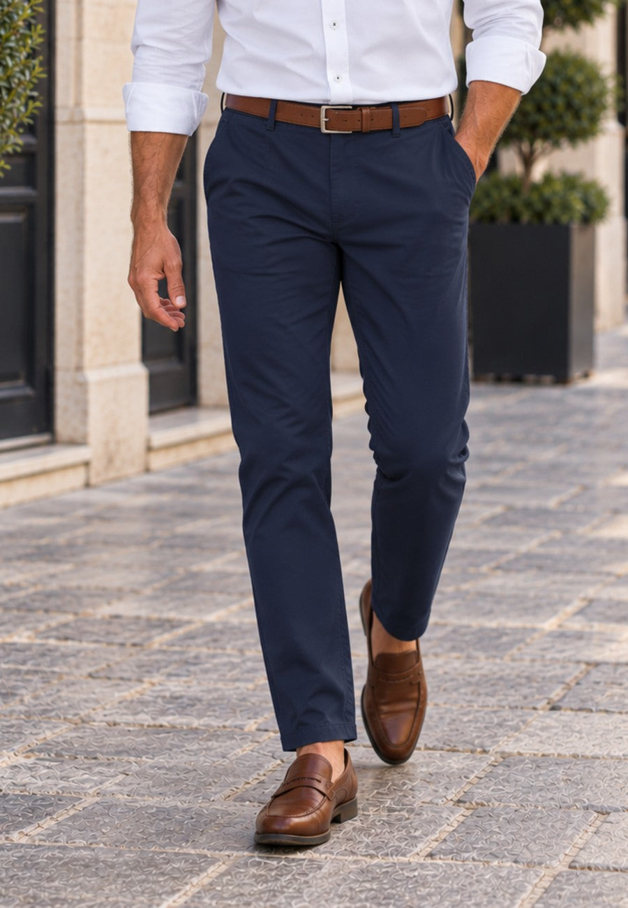 Pantalones chinos Sport Bahía, corte semi/slim, azul marino