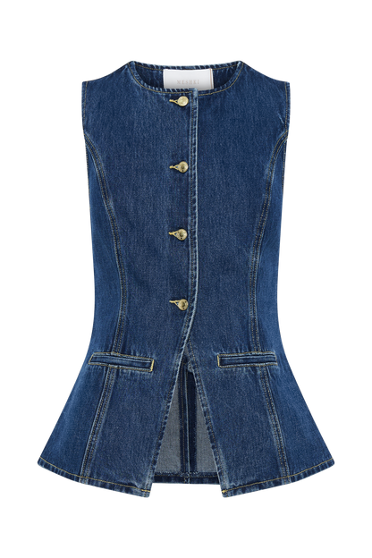 Camisa Abel de mezclilla azul oscuro con botones