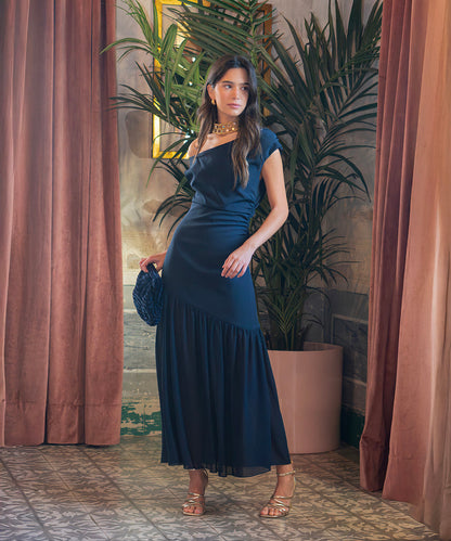 Vestido Imena elegante en azul marino