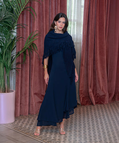 Vestido Ryota azul marino elegante y sofisticado