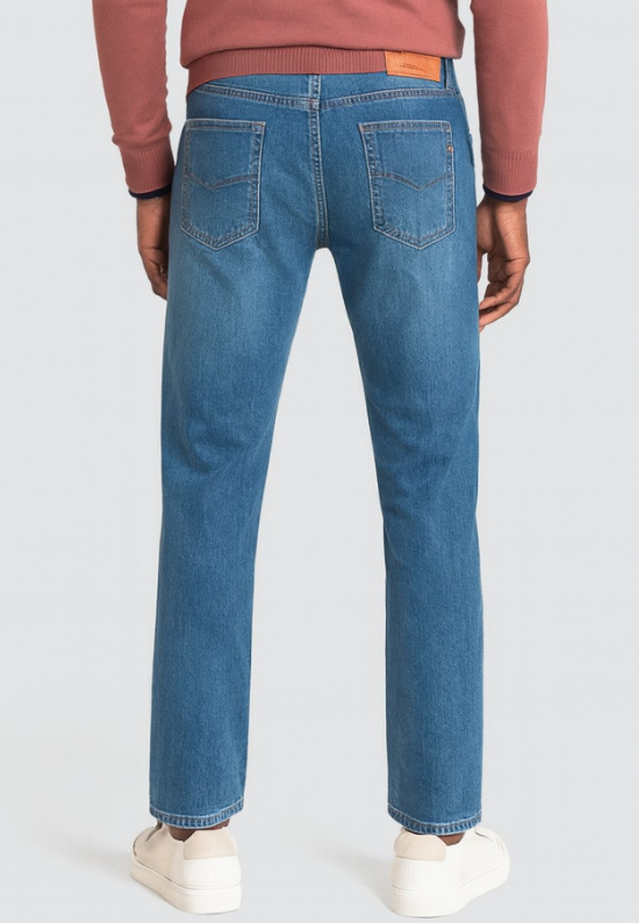 Pantalón vaquero de tiro alto con efecto desgastado T'estimu 117 - Azul medio