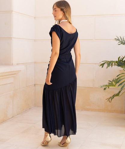 Vestido Imena elegante en azul marino