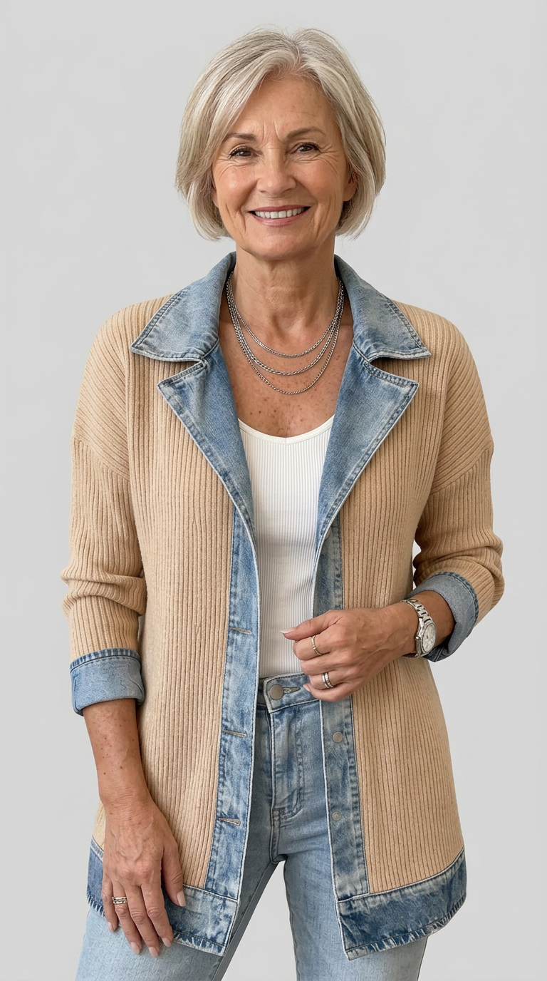 Teagan | Chaqueta elegante de materiales combinados