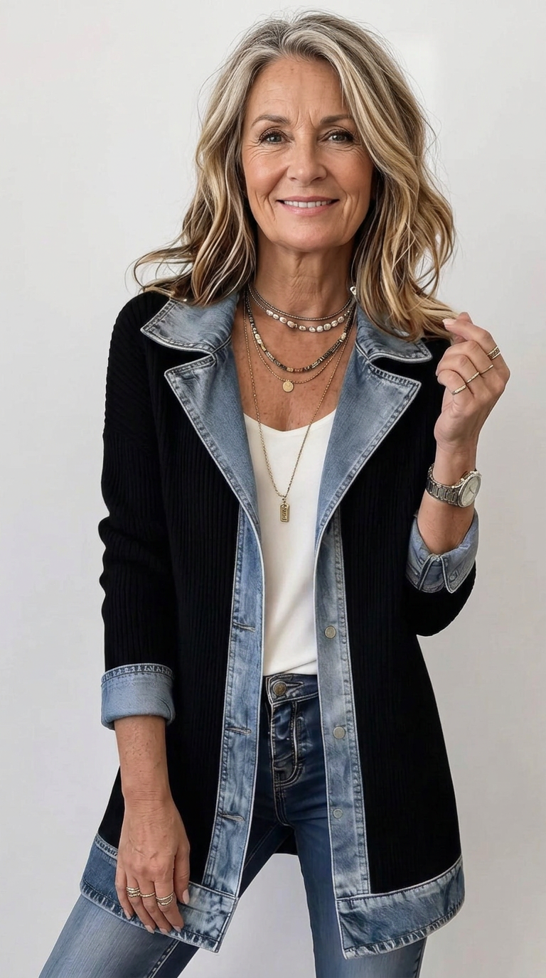 Teagan | Chaqueta elegante de materiales combinados