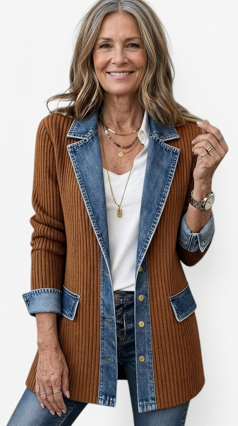 Teagan | Chaqueta elegante de materiales combinados