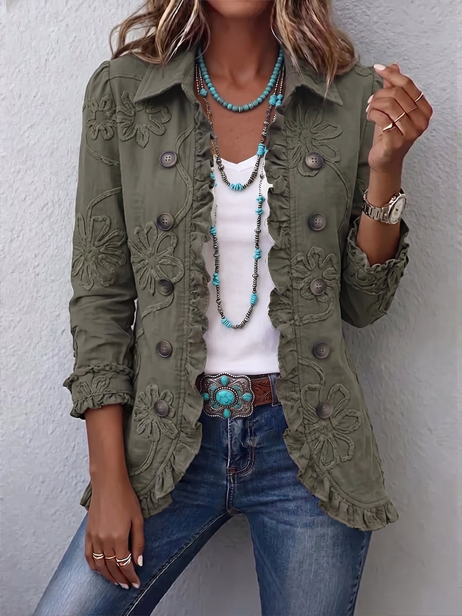 Assunta | Elegante Chaqueta Bordada con Volante
