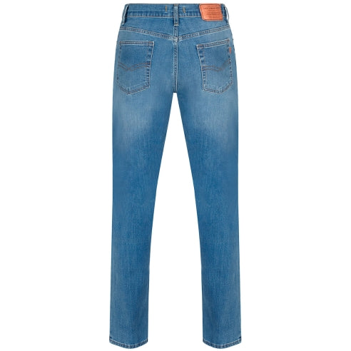 Pantalón vaquero de tiro alto con efecto desgastado T'estimu 117 - Azul medio