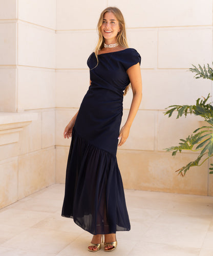 Vestido Imena elegante en azul marino